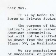 President Reagan's Task Force Welcoming Letter